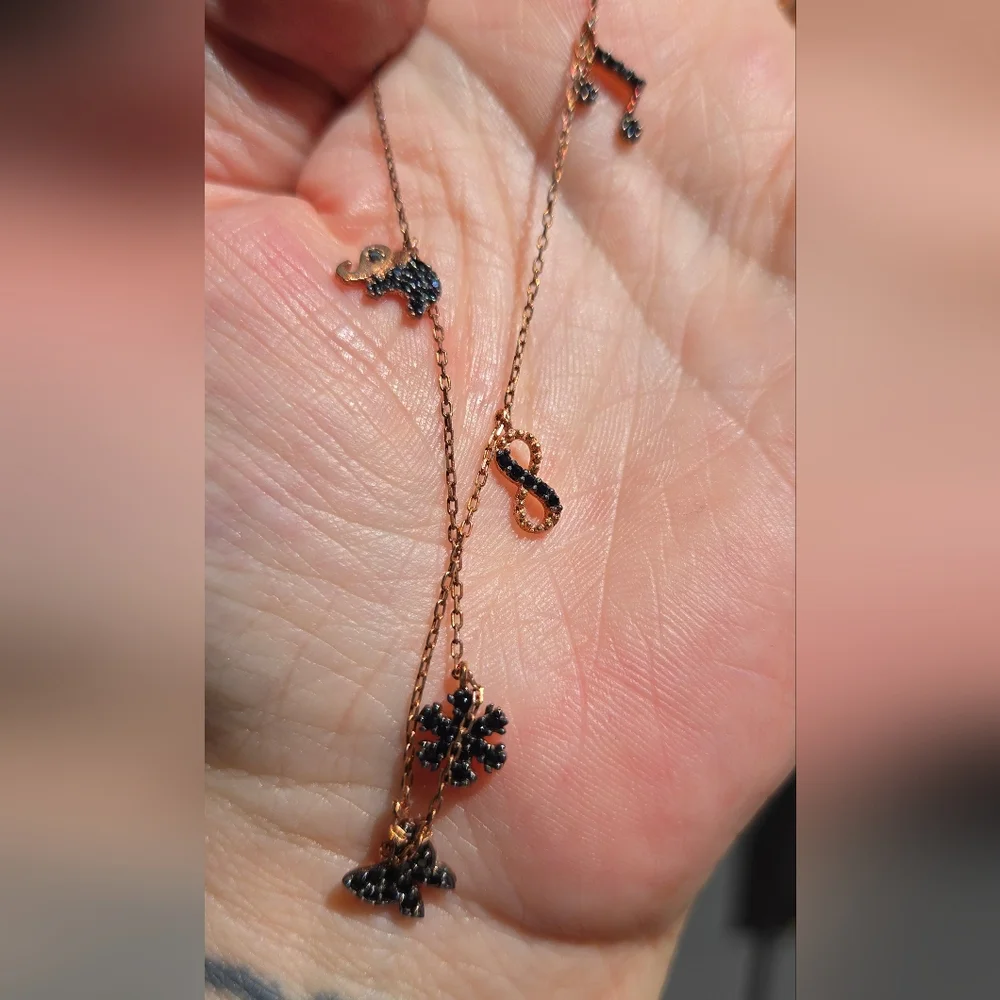 HOST PICK! 🎈🎉 Onyx Sterling & Rosegold Favorite Things Charm Necklace 16" - Picture 8 of 9